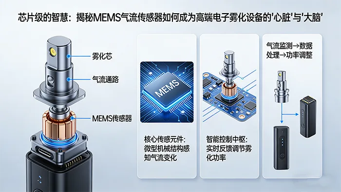 芯片级的智慧:揭秘MEMS气流传感器如何成为高端电子雾化设备的'心脏'与'大脑'
