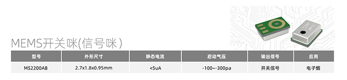 孔科微电子MEMS开关咪（信号咪）