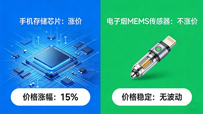 手机存储芯片涨价,电子烟MEMS传感器不涨价