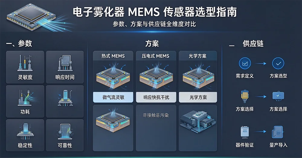 电子雾化器MEMS传感器选型指南：参数、方案与供应链全维度对比